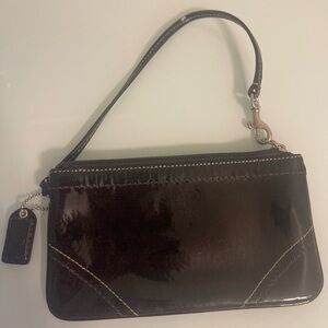 Coach Dark Brown Patent Leather Wristlet